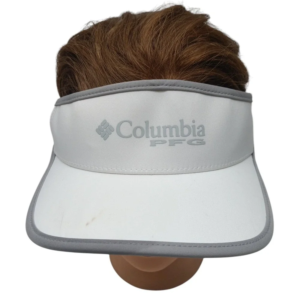 Columbia PFG Flexfit 110 Visor White Grey Performance Fishing Gear Hat